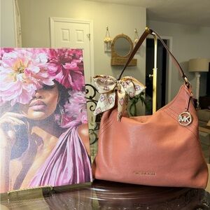 Michael Kors Leather Hobo Bag in Terracotta Brown